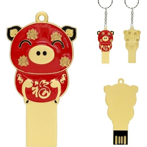 High Quality Metal Gold Red Pig USB Stick Pen drive 4GB 64GB 16GB 8GB 32GB 128GB Pendrive flash usb mini Gift Drive Thumb drive