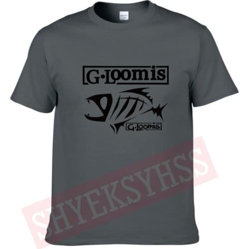 2021 New G.loomis 100% Cotton T Shirt Mens Fishing Father Gift Outdoor Sports Fishing Tshirt Bouncing Fish Bone Short Sleeve