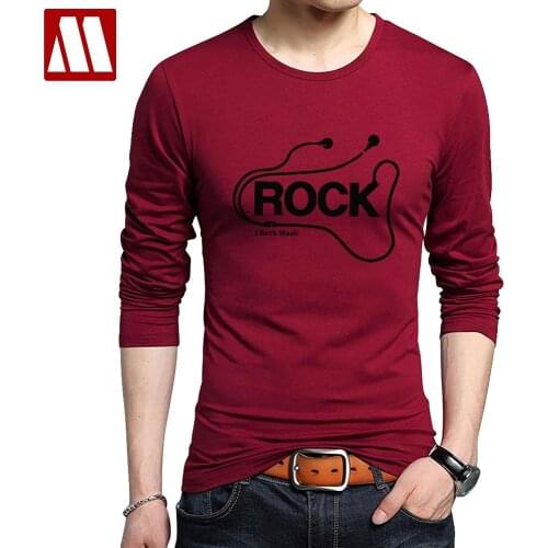 DJ Rock Long Sleeve Tshirt Man Music Cotton Heavy Metal Tee shirts Rap Hip Hop Printed Mens T-shirt Punk Style Clothing for Men