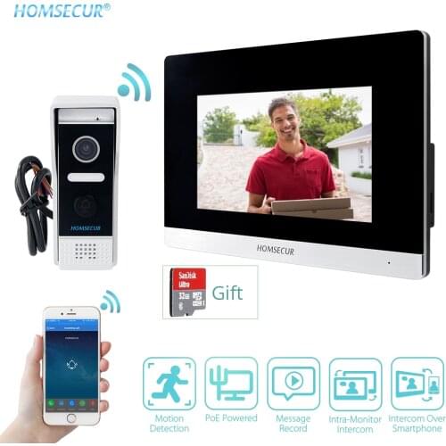 HOMSECUR 7" Wired PoE Smartphone WIFI IP Video&Audio Smart Doorbell+Recording&Snapshot Remote Unlock Supported IP65 Camera