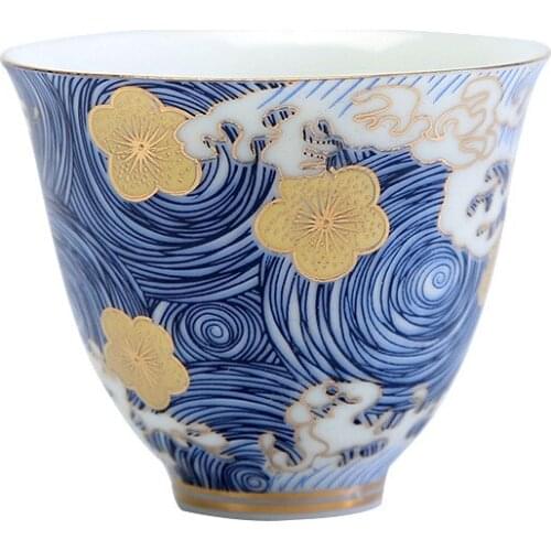 Japanese-Style Kung Fu Tea Set Ceramic Grilled Flower Master Cup Single Cup Tea Cup Master Cup Household Tea Cup