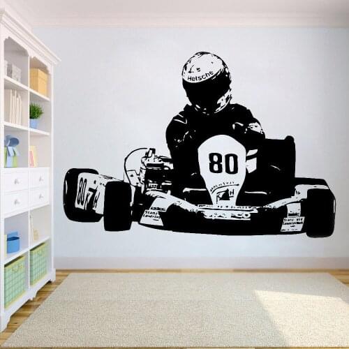 Go kart Open wheel Car Auto Racing Motorsport Wall Decal Vinyl Sticker Removable Mural boy Room decoration Art Home Decor HY612
