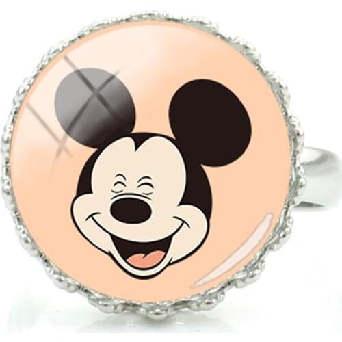 Disney Cartoon Q Version Mickey Avatar Ring High Quality Craftsmanship Glass Art Ring Fashion Simple Artistic Style Fashion Ring