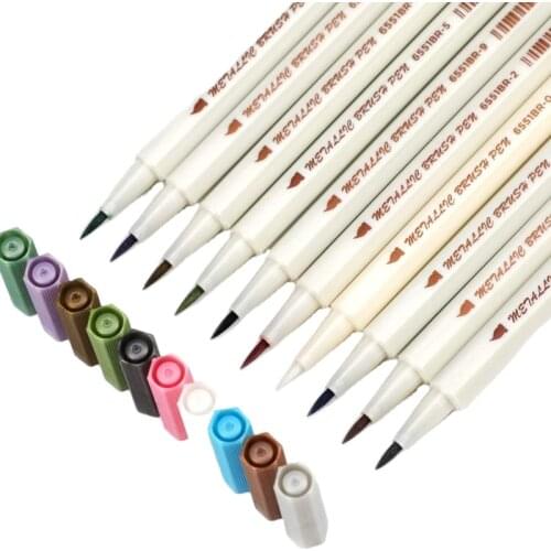 10 Colors Metallic Marker Pen,Portable paint Calligraphy Painting Tool,Art Paint Brush Metallic Markers pen, Art Pen Drawing