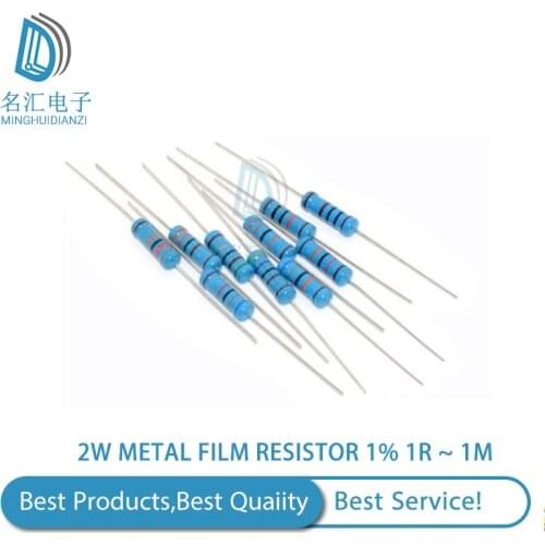 10pcs 2W Metal film resistor 1% 1R ~ 1M 2.2R 4.7R 10R 22R 47R 100R 220R 470R 1K 10K 100K 2.2 4.7 10 22 47 100 220 470 ohm