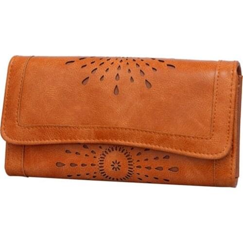 Fashionable Hollow Tri-Fold Wallet Long Retro Wallet, Smooth High-Quality Wallet, the Best Choice for Young Ladies