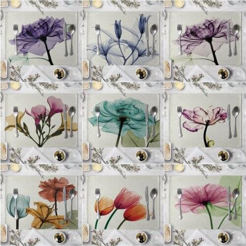 Fashion Print Rectangle Cotton Linen Western Style Table Pad Cut Mats Placemat for Dinner Kitchen Table 40x30cm