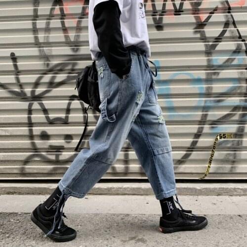Man Straight Spring Summer Casual Jeans Mans 2020 Korean Collage Hip Hop Jeans Woman Harajuku Couple Loose Denim Pants Clothing