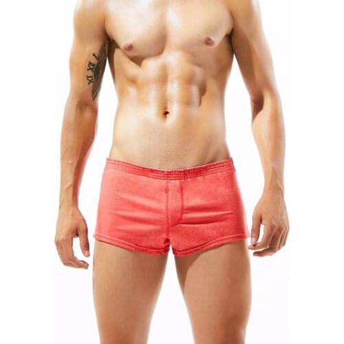 New Seobean Mens shorts convex pouch transparent cotton color home boxer gauze mens shorts