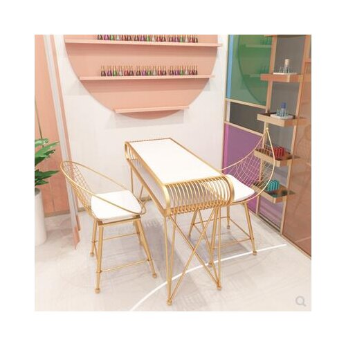Nordic net red marble manicure shop decoration table and chair set simple modern single double manicure table manicure table