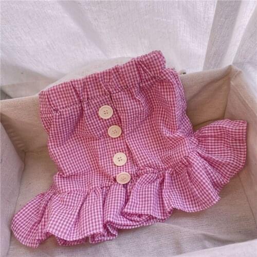 New Arrival Kids Girls Bust Skirt Toddlers Creative Plaid Flouncing Hemline Button Decoration Mini Skirt High Waist Skirts