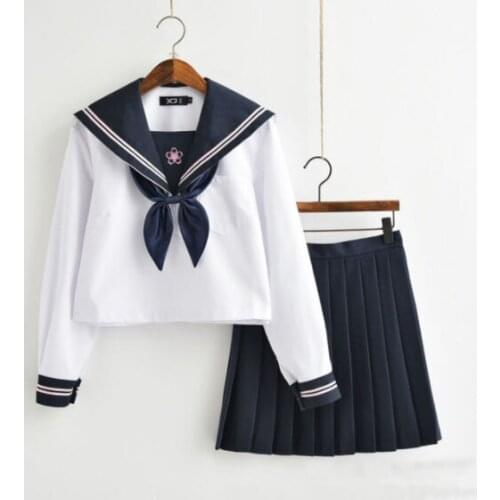New Arrival Japanese JK Sets School Uniform Girls Sakura Embroideried Autumn High School Women Novelty Sailor Suits Uniforms XXL