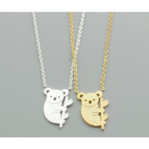 New Lovely Koala Bear Necklaces For Women Men kids rose Gold Silver Color Stainless Steel Chain Pendant Necklace Fashion Jewelry