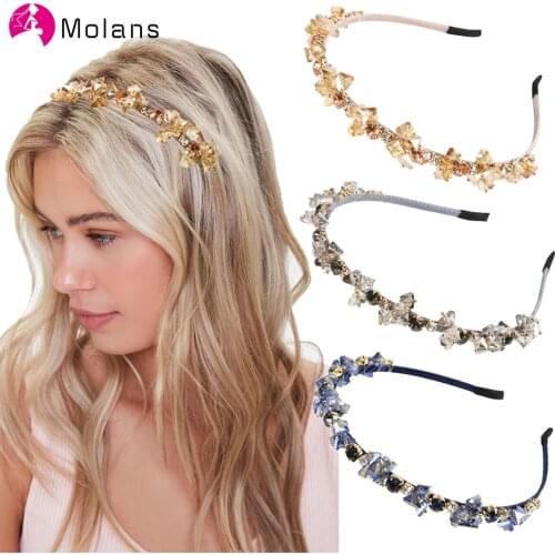 Molans Girls Shiny Luxury Rhinestone Hair Band High Quality Diamond Hair Hoop Accessories for Women Crystal Headbands Ornaments