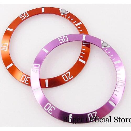 Orange/Purple 38mm*30.6mm Alloy Slope Watch Bezel Ring Insert fit 40mm Case