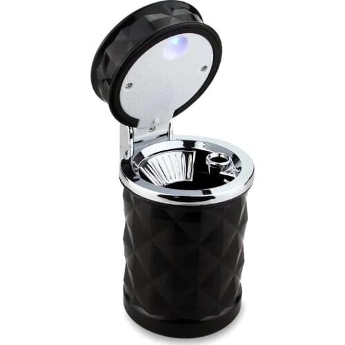 1 Pcs Car Truck Ashtray Cylinder Portable Air Vent & Cup Holder Mount Ashtray Fashion Black Car Cigarette Ashtray with LED