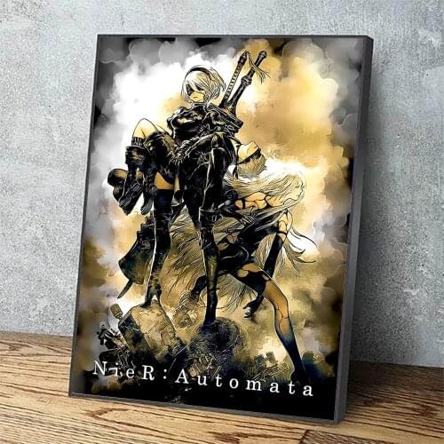 Home Decor Poster Wall Art Nier Automata Canvas Prints Fog Cool Yellow Girl Painting Pictures For Living Room Modular Framework