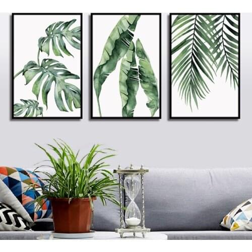 Nordic Art Poster Printing Canvas Painting Modern Minimalist Plant Green Leaf Painting and Printmaking Home Decor Bedroom Mural