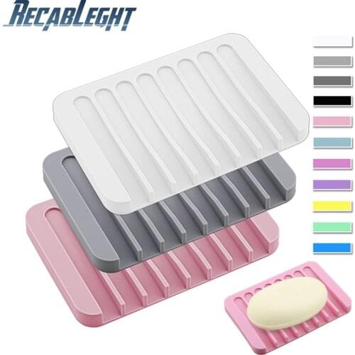 Recableght Comb Shaped Soap Drainer Holder Grooves Silicone Soap Drying Rack Stand Tray Color Random Home Kitchen Bathroom Tool