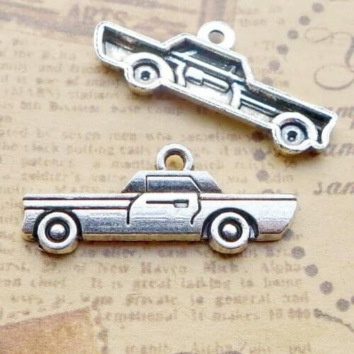 RAINXTAR Antique Silver Color Alloy Truck Car Charms Earring Bracelet Necklace Making Finding Charms 11*27mm 100pcs AAC332