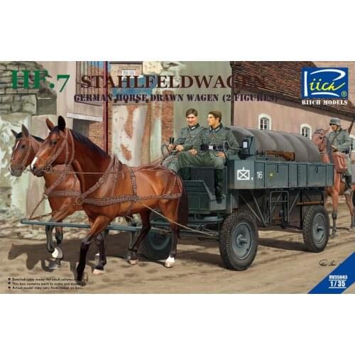 Riich Models RV35043 1/35 HF.7 Stahlfeldwagen German Horse Drawn Wagen w/Figure - Scale Model Kit