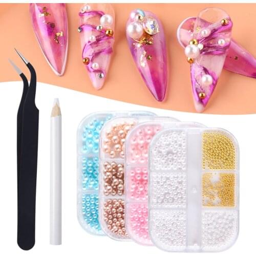 Mermaid Shimmer Glitter Nail Pearls Art Rhinestone Decoration Nail Charms Gem Alloy Metal Beads UV Gel Accessories JI6ZZ01-17