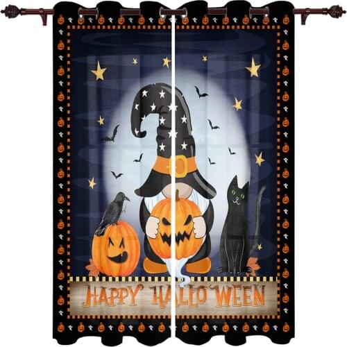 Modern Curtains Dwarf Pumpkin Crow Black Cat Baby Room Bedroom Creative Curtains Kitchen Living Room Terrace Valance Curtains