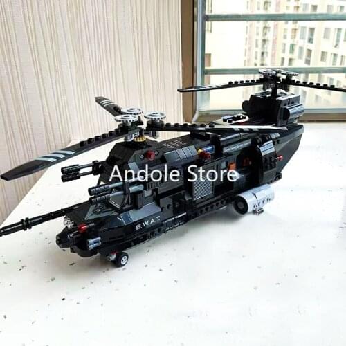 Special Police Series Building Blocks High-tech Explosion-proof Armored Vehicle Assault Speedboat Helicopter Brick Model Kid Toy