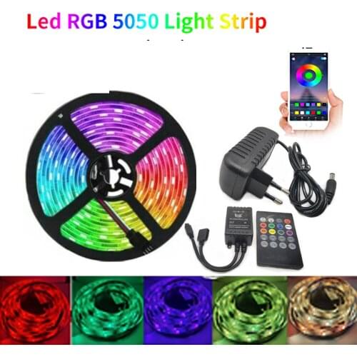 LED Strip Light Bluetooth-compatible mini 24/44key Waterproof DC12V Smart 5050 RGB Led Light Strip Flexible Ribbon+Adapter
