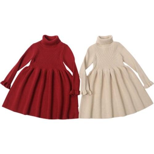 Spring and autumn style high-collared wool dresses girls clothes Kids clothing baby girl dress dresses for girls