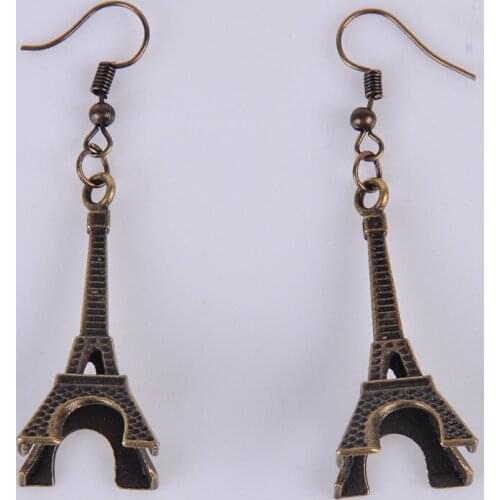 15*14*38MM Vintage Antique bronze Eiffel Tower earrings metal drop dangle alloy earing jewelry women vintage fashion jewellery