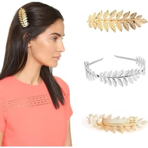 Vintage Hair Clip Metal Punk Leaves Comb Hairpins Girls Party Gold Color Fixed Bangs Fashion Hair Accessories Women