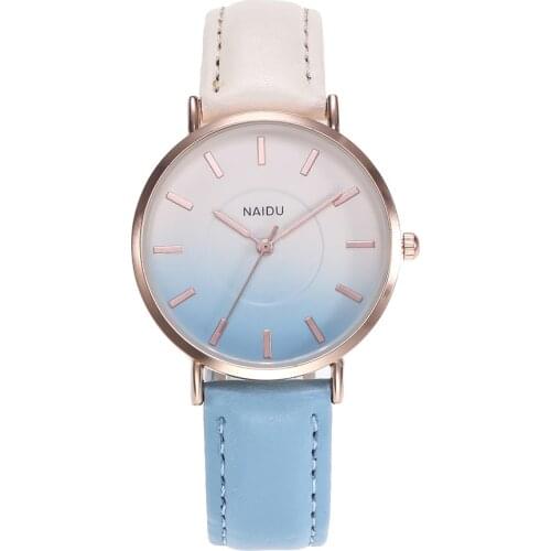 Womens Watch Personality Fashion Gradient Leather Ladies Quartz Watch 2020 New Two-color Stitching Watch Relojes Drop Shipping