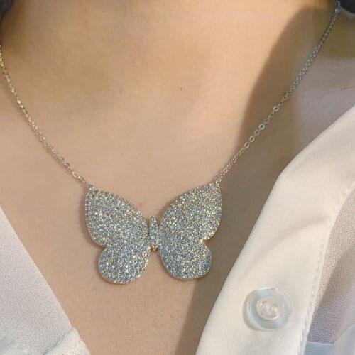 Women Fashion Butterfly Shape Cubic Zirconia Exaggerated Choker Necklace Gift