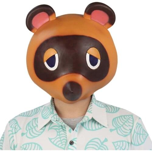 Animal Crossing Tom Nook Cosplay Prop Mask Cute Leopard Cat Latex Mask Helmet Halloween Carnival Masquerade Party Cosplay Props