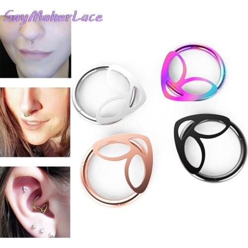 1pc Alien Hoop Septum Nose Ring Hinged Clicker Segment Cartilage Earring Eyebrow BCR Piercing Ear Stud Tragus Helix Body Jewelry