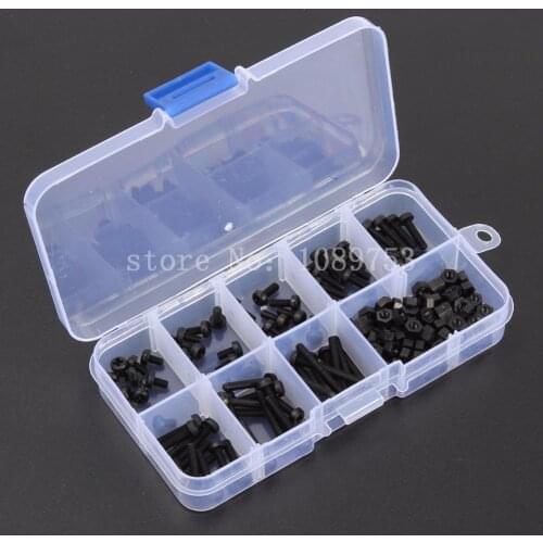 160PCS M3 Black Nylon M-F Hex Spacers Screws Nuts Assortment Stand Off Set Kits