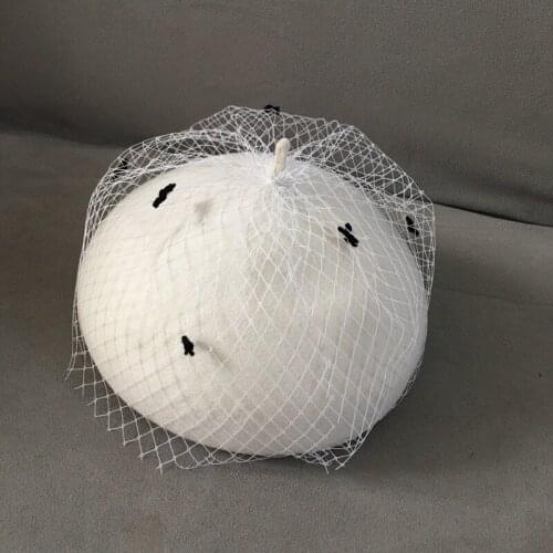 202108-nao-mes autumn winter milk white wool lady Pumpkin beret hat women Leisure painter hat