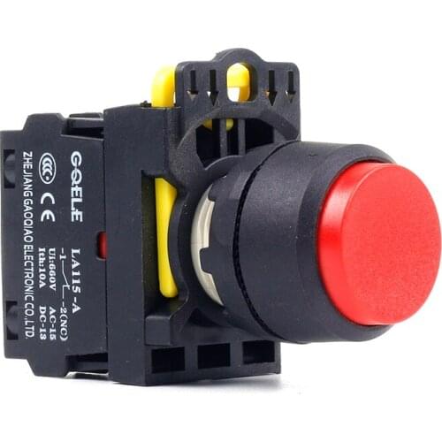 5 PCS Push button switch Extended button Latching OR Momentary IP40 LA115-A1-11HT-R