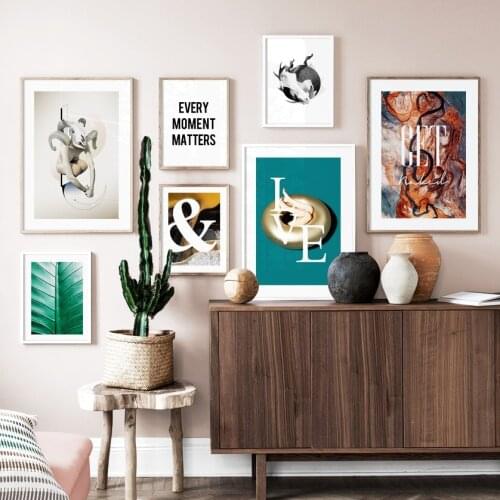 Abstract Sheep Head Body Art Leaf Quotes Wall Art Canvas Painting Nordic Posters And Prints Wall Pictures For Living Room Decor