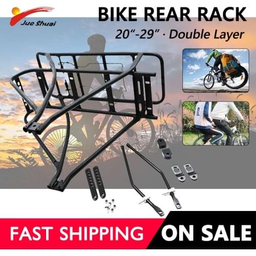 20" 29inch Bike Luggage Rack Double Layer Adjustable Alloy Bicycle Carrier Electric Bicycle Battery Rear Carrier Bicycle Accesso
