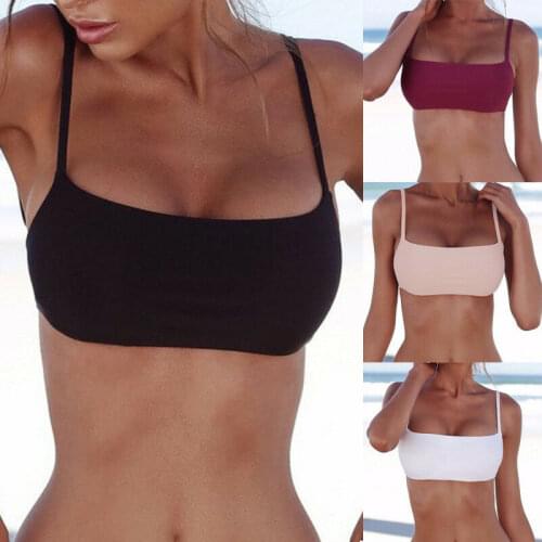 Dropship New Unpadded Bikini Top Sexy Pure Color Swimwear Women Bathing Suit Women Swimming Top Monokini Crop Top New Only Top