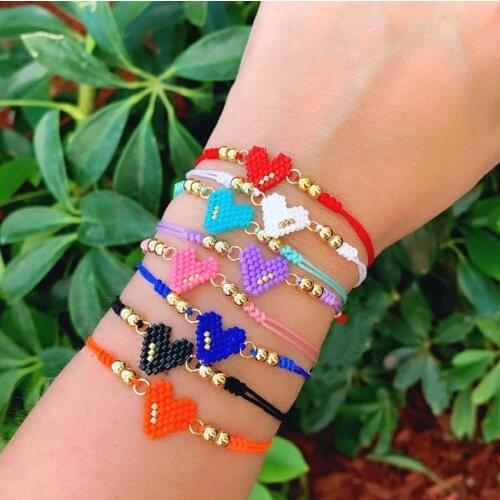 Pretty Bead MIYUKI Bracelets For Women Bohemian love Bracelet Girl
