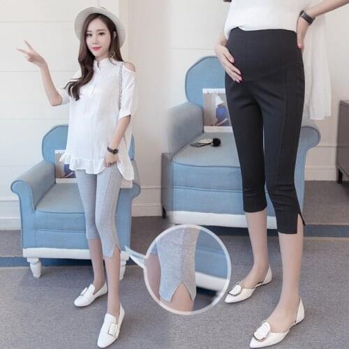 612# Maternity Pants Summer Seventh Pants Support Abdomen Elastic Waist Belly Support Pants Maternity Trousers