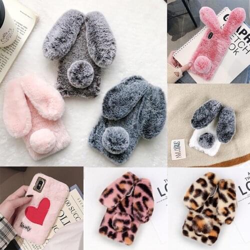 Bunny Fur Case for Nokia 4.2 3.2 3.1 X5 X3 5.3 5.1 Plus 5 3.1A 3.1C 3 2.3 2.2 2.1 2 Nokia 1 Plus C1 Shockproof Case Cover Coque