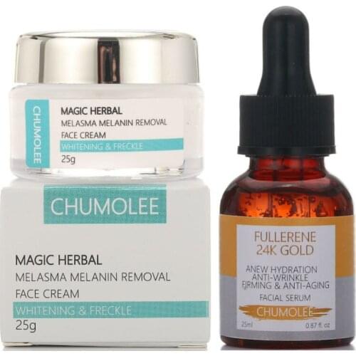 CHUMOLEE whitening Freckle cream + 24k gold serum Remove melasma face cream Alpha Arbutin whitening serum skin care