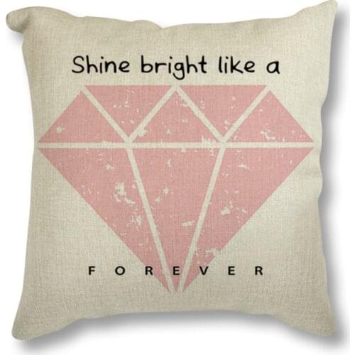 Decorative Cushion Fashion Pink Crown Diamond Sweet Quote Throw Pillow Nordic Linen Cotton Cushion For Sofa Chair Home Decor
