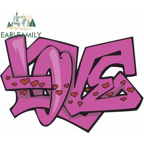 EARLFAMILY 13cm x 9.7cm Love Graffiti Vector Funny Car Stickers Fine Decal Vinyl JDM Custom printing Trunk Truck Graphics Oem