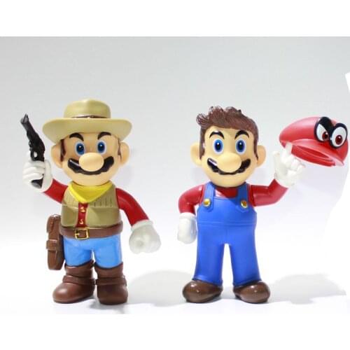 SuperMario Odyssey Action Figure Toy Pirate Mario Cowboy Removable Cap Cosplay Dolls Mario Game Figure Model Toys for Kids Gift
