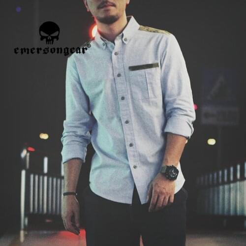 EMERSONGEAR Tactical Fashion 100% Cotton EN3 Leisure Shirt Multicam Splice Street City Tactics Casual Business Men Polo Long Sl